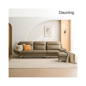 다우닝 디바인 3.5인 전체 천연가죽 소파+스툴 (색상:베이지)