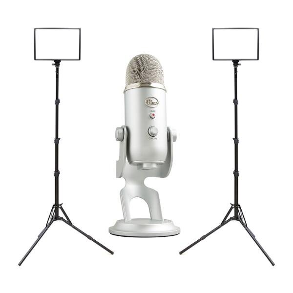 [큐브모아] PC마이크+조명 세트 6-1/블루 예티+투스탠드 큐브라이트45 LED 조명 2개 패키지 &amp;gt; 영상가전