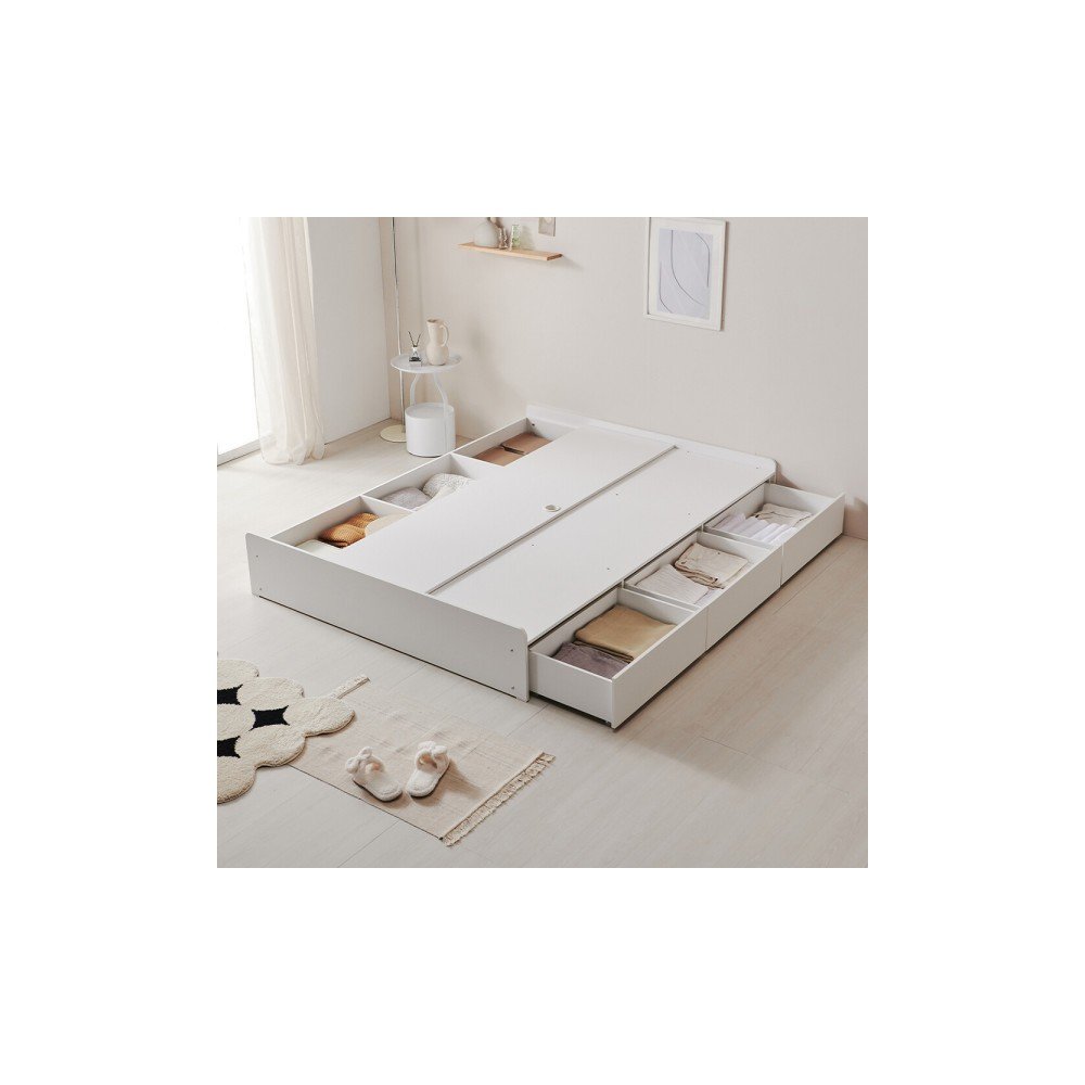 매트리스 포함 멀티3단 Big서랍 무헤드 수납침대 (슈퍼싱글)+SS 본넬매트리스포함