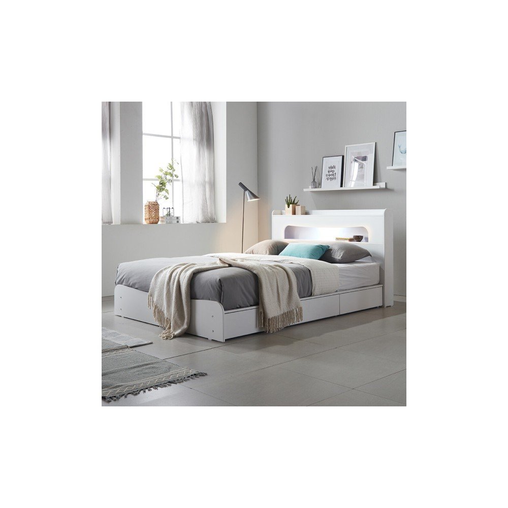 베스트 LED 수납침대 / 편백 수납헤드 원목 침대 슈퍼싱글 퀸 매트리스 서랍 침대 사은 행사