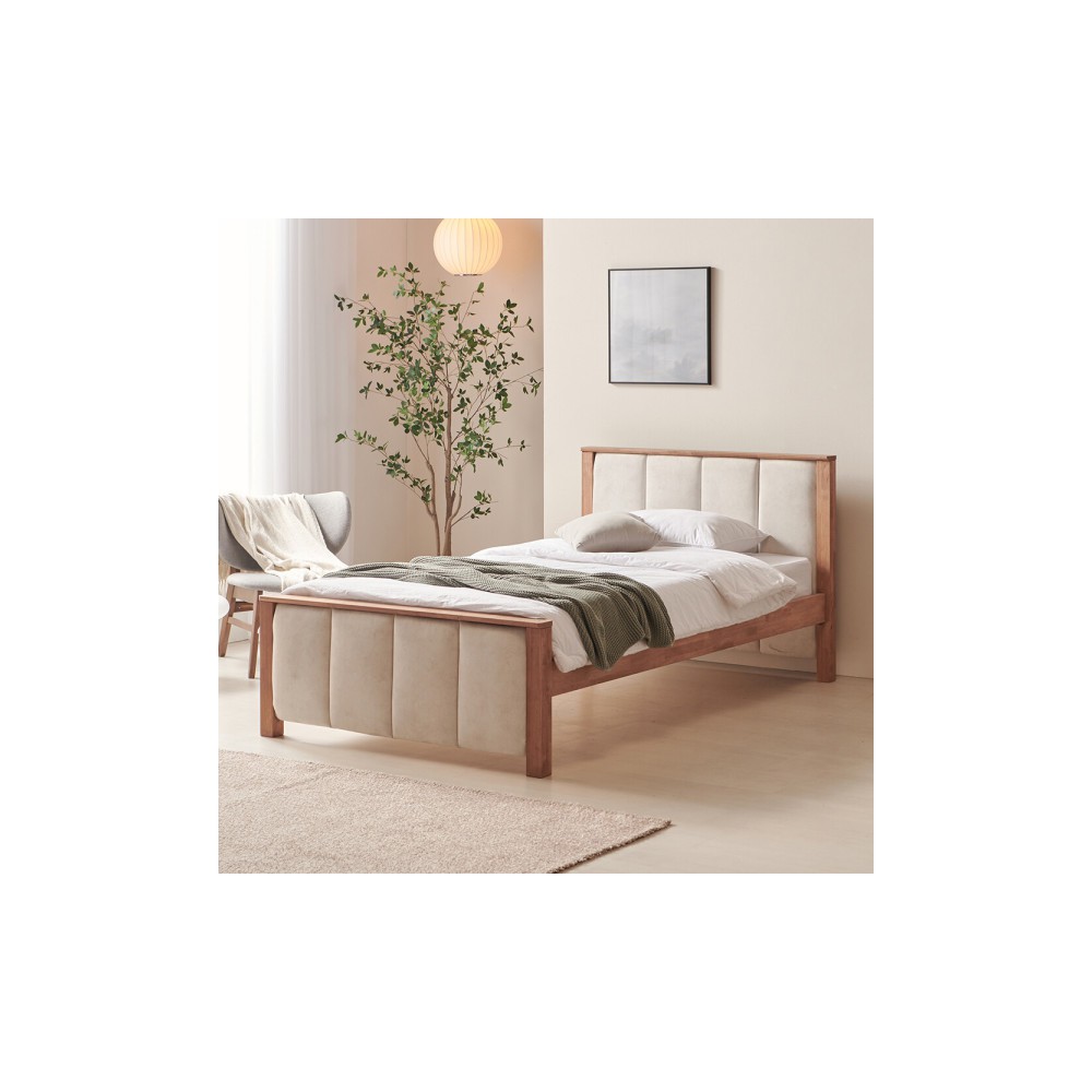 리퍼 침대 헬레나 슈퍼싱글 패브릭 헤드 원목 침대프레임 SS Q 무료배송 한정수량 리퍼새상품