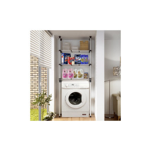 왕자 더블기둥 3단조절 선반 행거 베란다 간편한 설치 넉넉한 수납